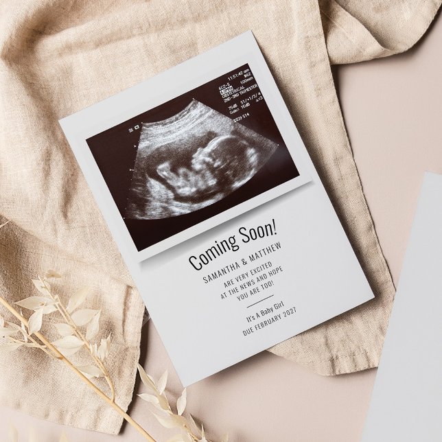 Snart kommer Ultrasound Photo Gravid Announcemen (Pregnancy Announcement Coming Soon Ultrascan Photo card)