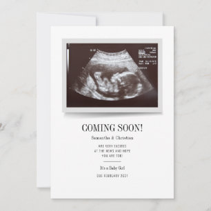Snart kommer Ultrasound Photo Gravid Announcemen Inbjudningar