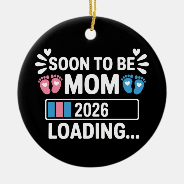 Snart Mamma 2026 Laddar Graviditetsannonsering Julgransprydnad Keramik (Framsidan)
