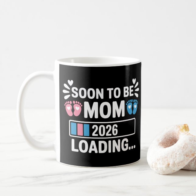 Snart Mamma 2026 Laddar Graviditetsannonsering Kaffemugg (Med munk)