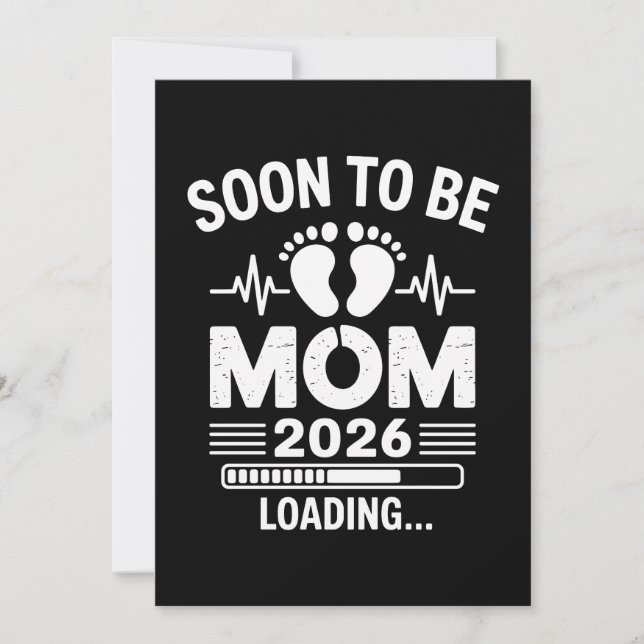 Snart mamma 2026 laddar graviditetsmeddelande inbjudningar (Framsida)