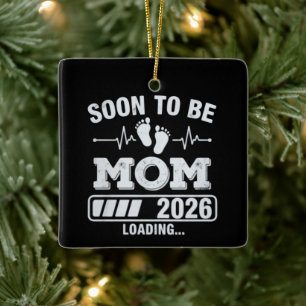 Snart mamma 2026 laddar graviditetsmeddelande julgransprydnad keramik