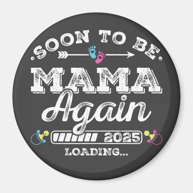 Snart mamma igen 2025 Laddar cirkel Magnet (Framsidan)
