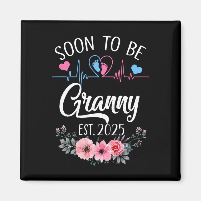Snart på granny 2025 Första Graviden Announ Magnet (Framsidan)