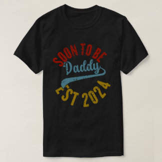 Snart Pappa 2024 Est 2024 Fars Dag Första T Shirt