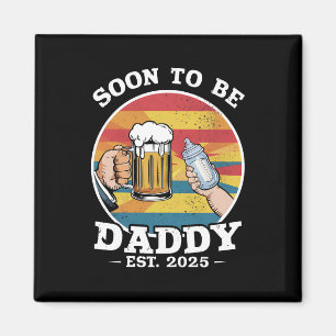 Snart Pappa 2025 Första Gången Pappa 2025 Retro Magnet