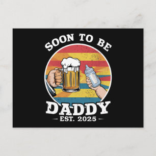 Snart Pappa 2025 Första Gången Pappa 2025 Retro Vykort