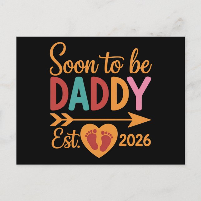 Snart Pappa 2026 Laddar Graviditetsannonsering Meddelande Vykort (Framsida)