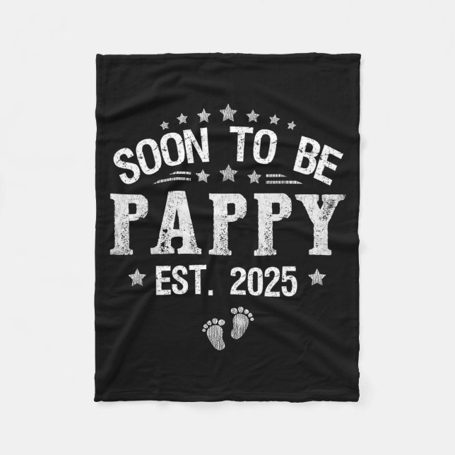 Snart Pappa Est.2025 Fars dag Uppflyttad Till Fleecefilt (Framsidan)
