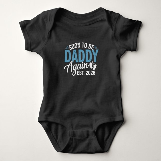 Snart pappa igen Est 2026 Pappa Baby Tillkännage T Shirt (Framsida)