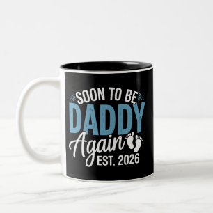 Snart pappa igen Est 2026 Pappa Baby Tillkännage Två-Tonad Mugg