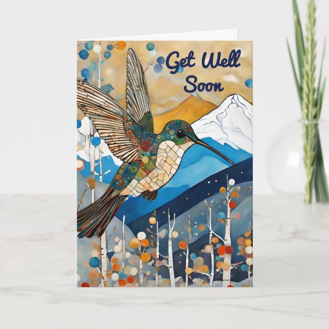 Snart Snabb Återhämtning Kolibri Välgångsönskan Kort (Framsida)