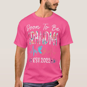 Snart som farmor Est 2022 Funny Blommigt Mor T Shirt
