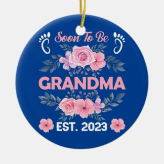 Snart som farmor Est 2023-Gravid Julgransprydnad Keramik