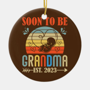 Snart som mormor 2023 Kvinnor Gravid Julgransprydnad Keramik