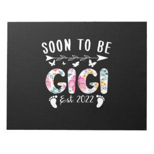 Snart till Gigi Est 2022 Blommigt New Grandma Mor Anteckningsblock