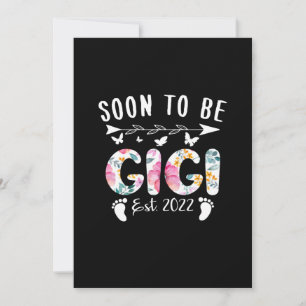 Snart till Gigi Est 2022 Blommigt New Grandma Mor Spara Datumet
