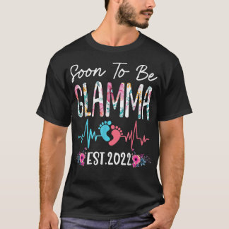 Snart till Glamma Est 2022 Funny Blommigt Mor T Shirt