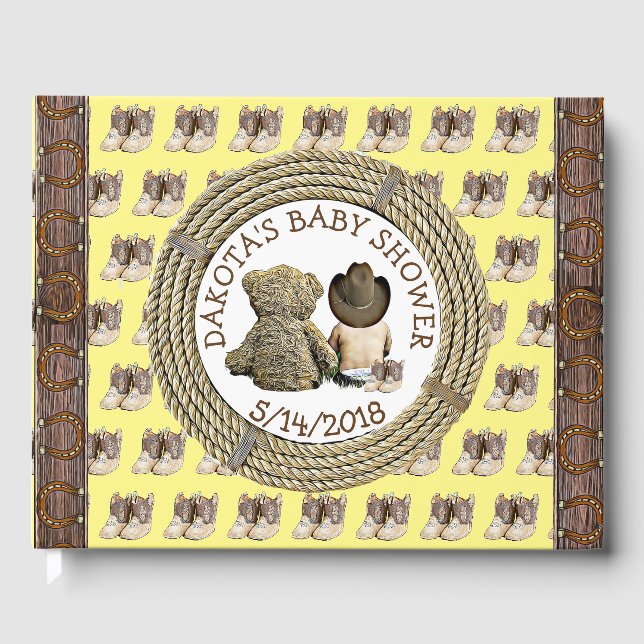 Snart till Lil "Cowboy Baby Shower Guestbook" Gästböcker (Framsida)