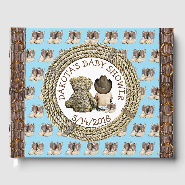 Snart till Lil "Cowboy Baby Shower Guestbook" Gästböcker (Framsida)
