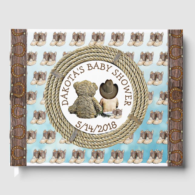 Snart till Lil "Cowboy Baby Shower Guestbook" Gästböcker (Framsida)