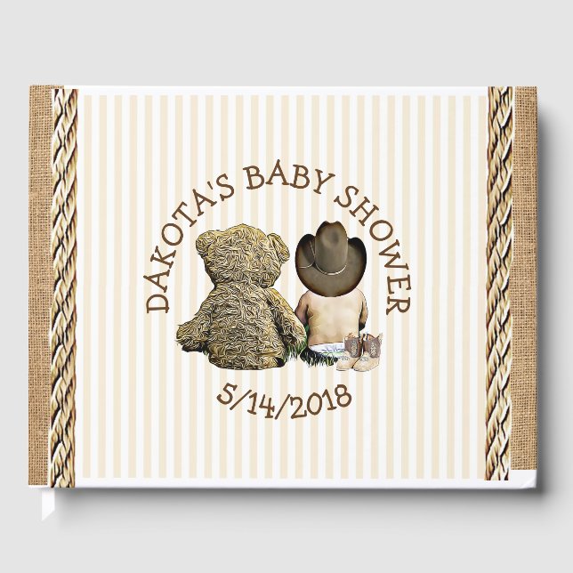 Snart till Lil "Cowboy Baby Shower Guestbook" Gästböcker (Framsida)