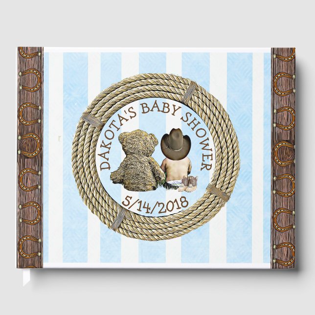 Snart till Lil "Cowboy Baby Shower Guestbook" Gästböcker (Framsida)