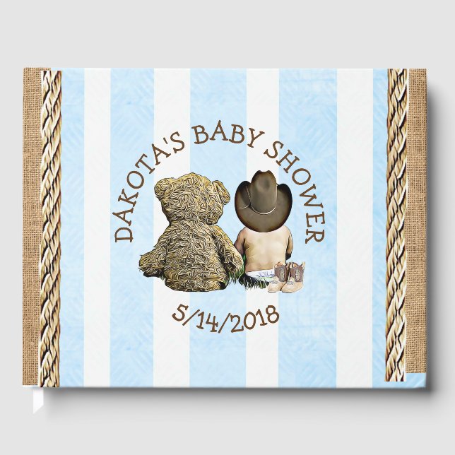 Snart till Lil "Cowboy Baby Shower Guestbook" Gästböcker (Framsida)