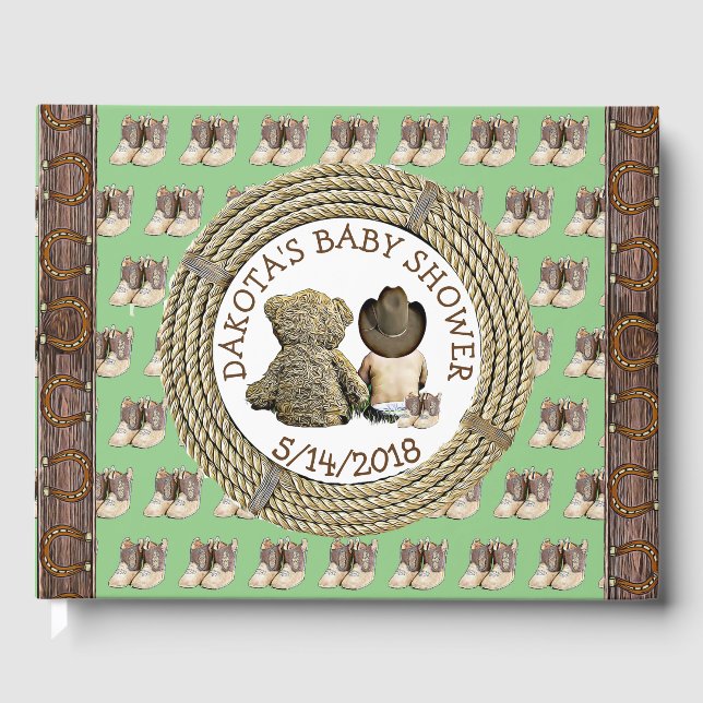 Snart till Lil "Cowboy Baby Shower Guestbook" Gästböcker (Framsida)