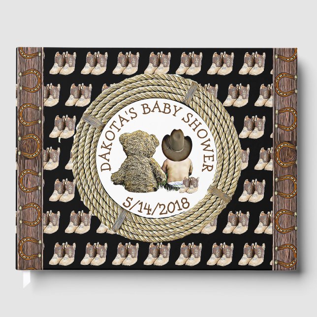Snart till Lil "Cowboy Baby Shower Guestbook" Gästböcker (Framsida)
