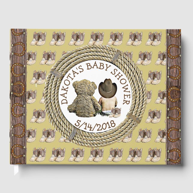 Snart till Lil "Cowboy Baby Shower Guestbook" Gästböcker (Framsida)