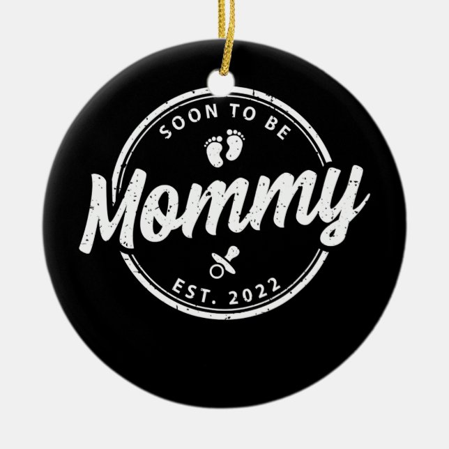 Snart till Mamma 2022, ny mamma till Gravid Julgransprydnad Keramik (Framsidan)