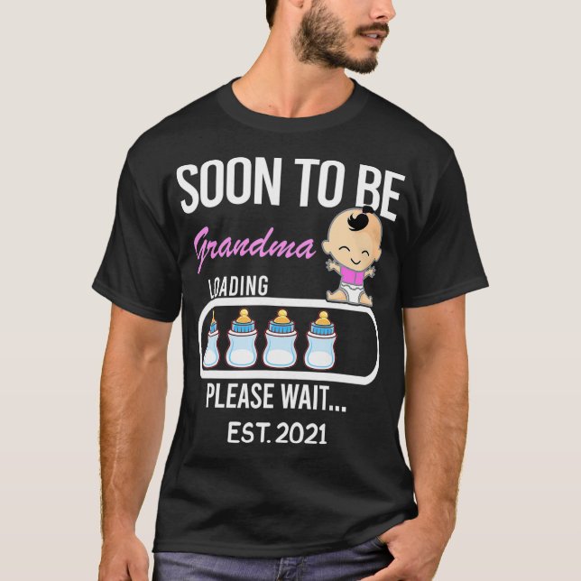 Snart till mormor EST 2021 2020 Gift Tee Funny Mo (Framsida)