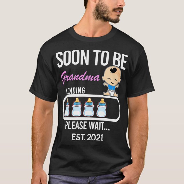 Snart till mormor EST 2021 2020 Gift Tee Funny Mo (Framsida)