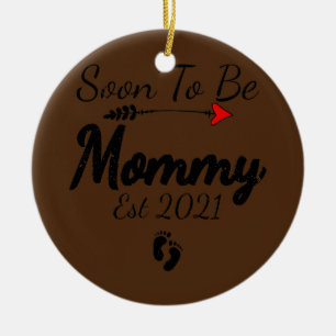 Snart till Mors dag för Graviden Mamma Julgransprydnad Keramik