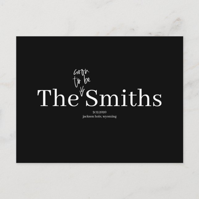 Snart till Smiths Bröllop spara datum Meddelande Vykort (Framsida)