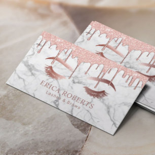 Snärtar & krön för marmor för Makeupkonstnär rosa Visitkort