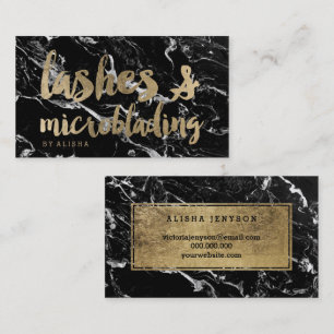 Snärtar som microblading fauxguld, skrivar svart visitkort