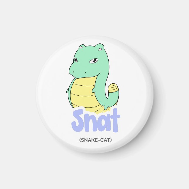 Snat (Snake + Cat) Cute Circle and Square Magnet (Framsidan)