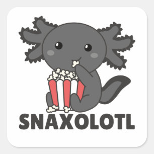 Snaxolotl Axolotl Älskare Sweet Animals Popcorn Sq Fyrkantigt Klistermärke
