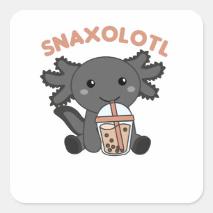 Snaxolotl Axolotl Bubble Tea Älskare Sweet Animals Fyrkantigt Klistermärke