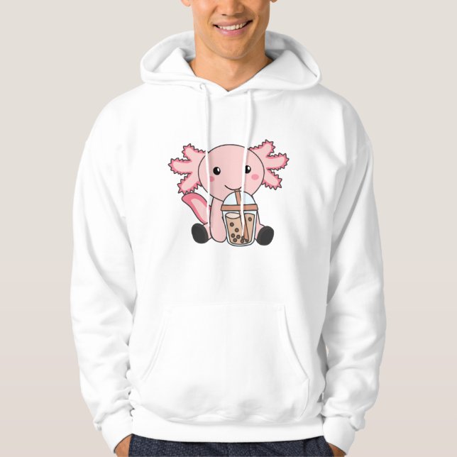 Snaxolotl Axolotl Bubble Tea Älskare Sweet Animals Hoodie (Framsida)