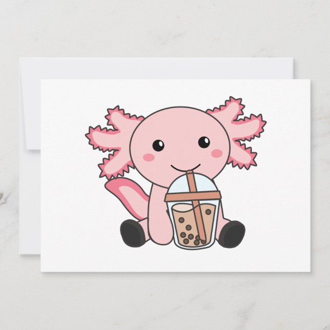 Snaxolotl Axolotl Bubble Tea Älskare Sweet Animals Inbjudningar (Framsida)