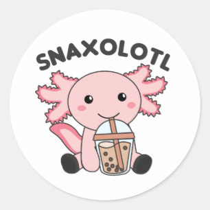 Snaxolotl Axolotl Bubble Tea Älskare Sweet Animals Runt Klistermärke