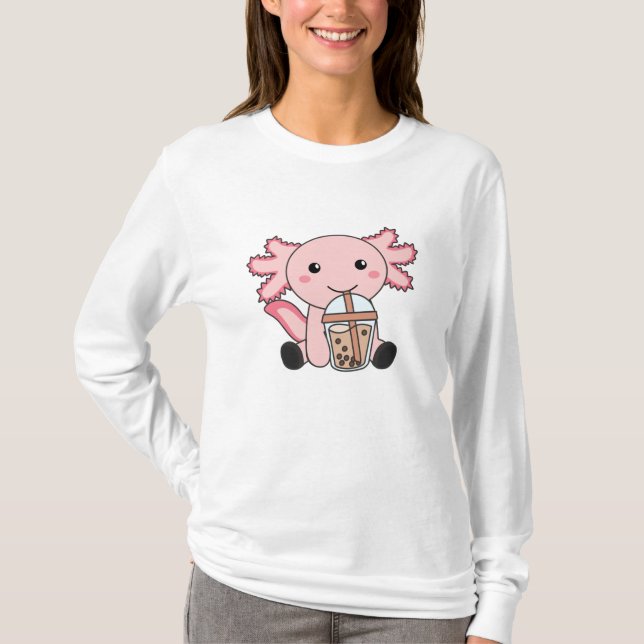 Snaxolotl Axolotl Bubble Tea Älskare Sweet Animals T Shirt (Framsida)