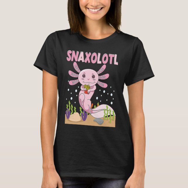 Snaxolotl Cute Axolotl French Fries Food  Animal   T Shirt (Framsida)
