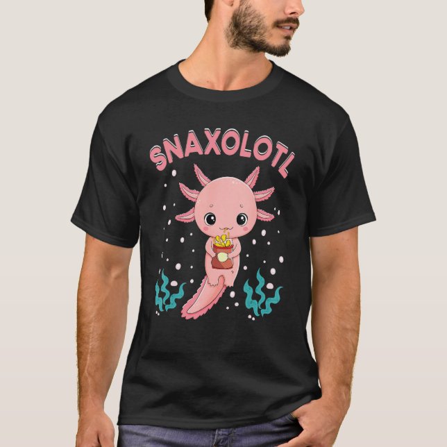 Snaxolotl Cute Axolotl French Fries Food Lover Ani T Shirt (Framsida)