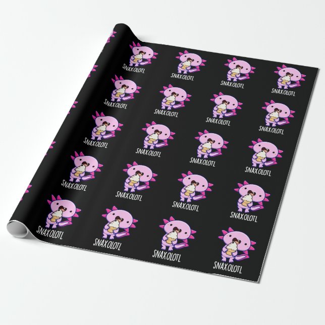 Snaxolotl Funny Axolotl Pun Mörk BG Presentpapper (Utrullad)