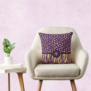 Snazzy Animal Print Inspired Lila Guld and Black Kudde