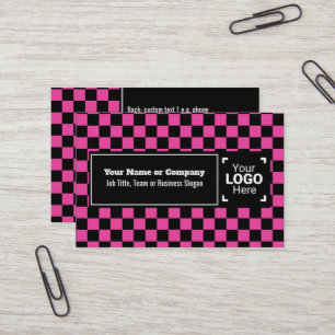 Snazzy Cerise/Black Checkated Own Text, QR, Logoty Visitkort